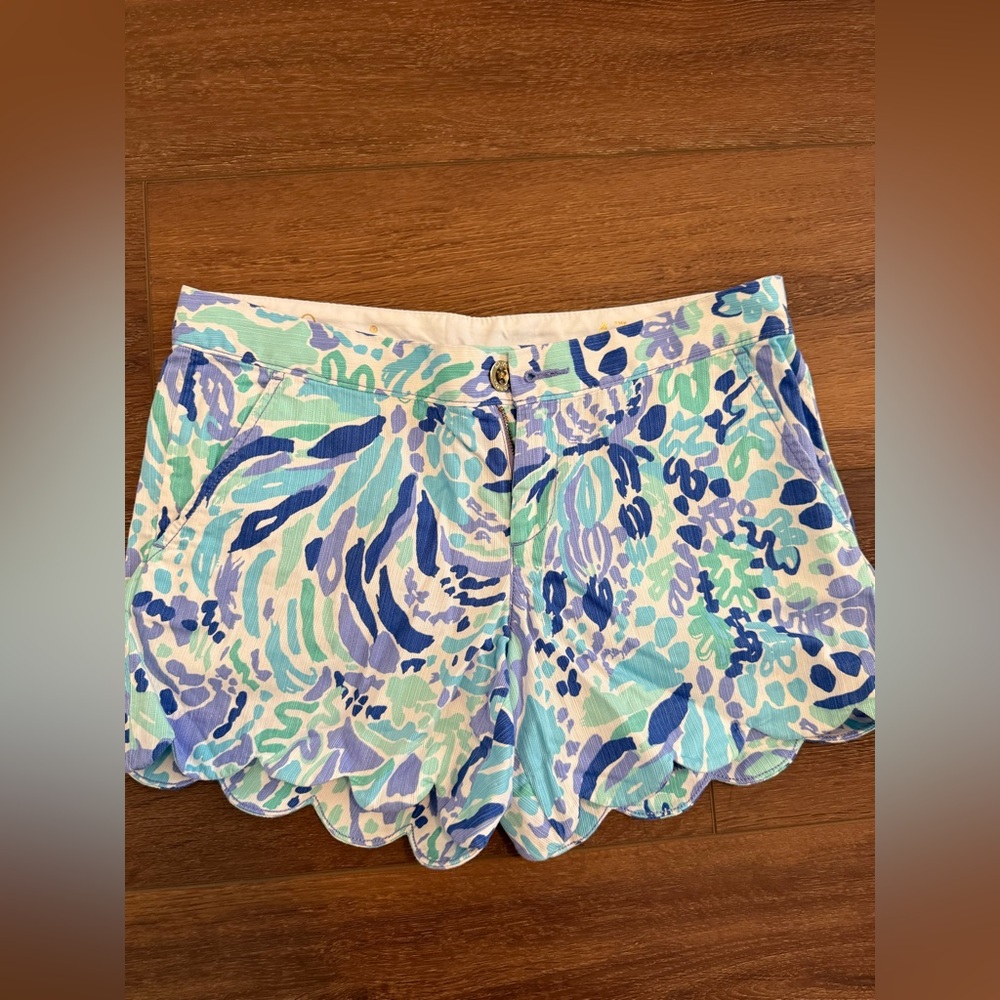 Lilly Pulitzer Blue and Green High Waist Shorts
